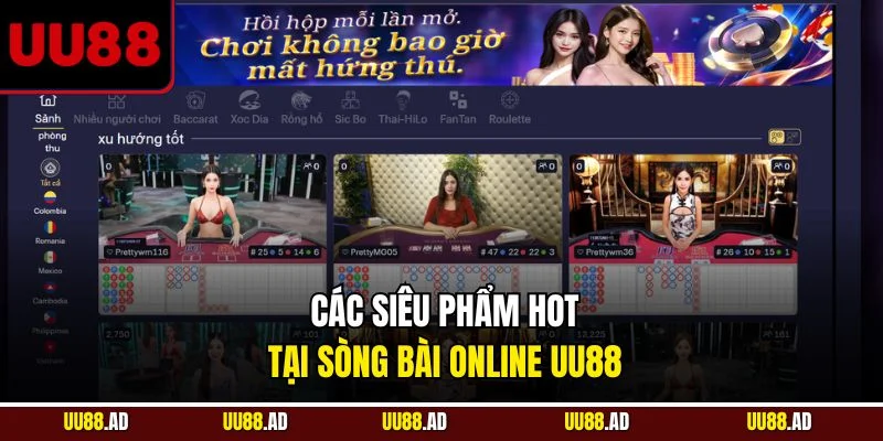 Các siêu phẩm hot tại sòng bài online UU88