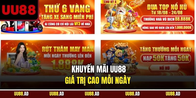 Khuyến mãi UU88 giá trị cao mỗi ngày 